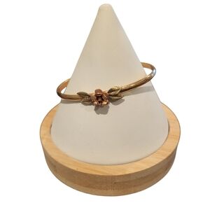 Krementz Gold Tone Rose Floral Cuff Bracelet